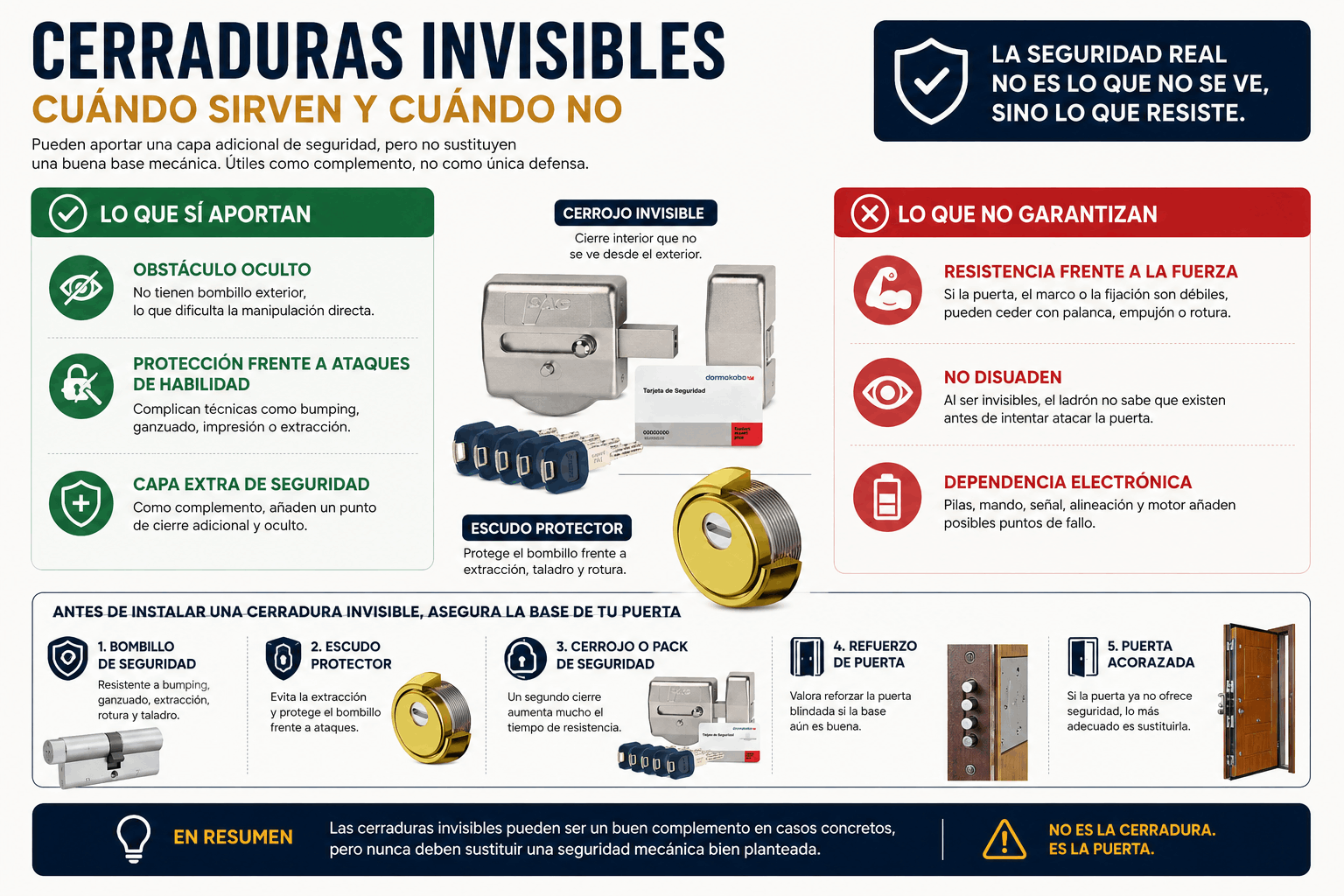 Infografía sobre ventajas y límites de las cerraduras invisibles
